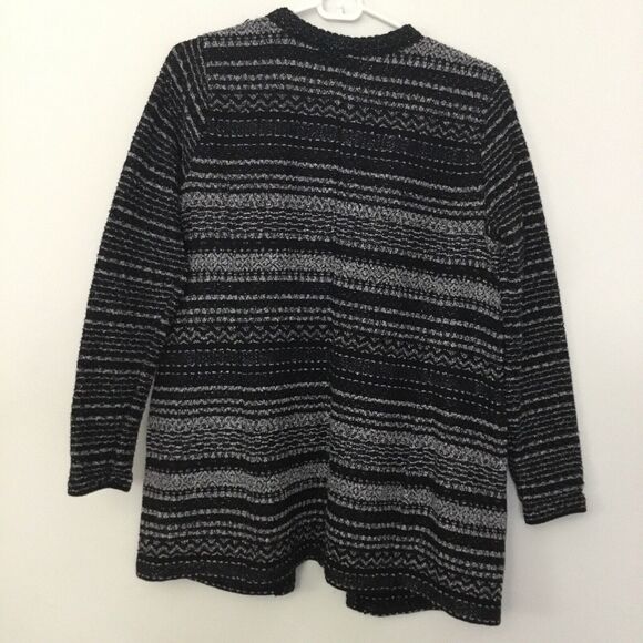 NWT TALBOTS Black Mixed Stiched Sparkle Sweater Coat Topper Petites size S - Picture 5 of 8